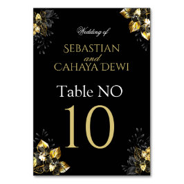 Tarjeta De Mesa Elegant black and gold summer wedding