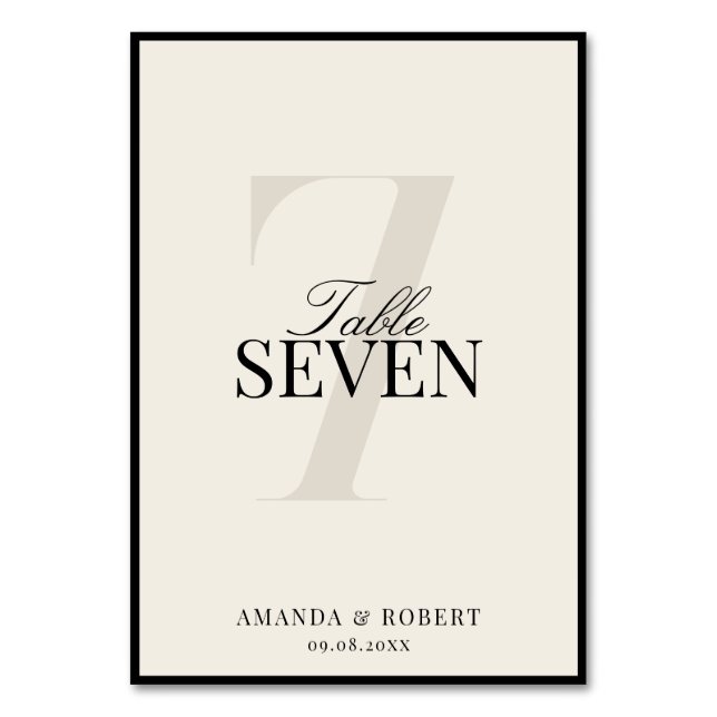 Tarjeta De Mesa Elegant Black and Ivory Old Money Wedding (Anverso)
