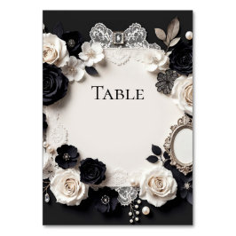 Tarjeta De Mesa Elegant Black White Floral Wedding Table Card
