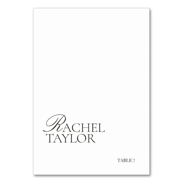 Tarjeta De Mesa Elegant Black & White Wedding Place Card (Anverso)