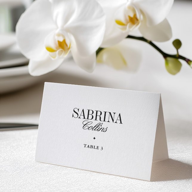 Tarjeta De Mesa Elegant Black & White Wedding Place Card (Elegant Black & White Wedding Place Card)