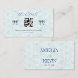 Tarjeta De Mesa Elegant Blue Bow Engagement Party Invitation