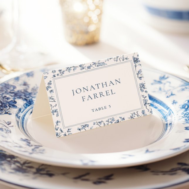 Tarjeta De Mesa Elegant Blue Chinoiserie Wedding Place Cards (Subido por el creador)