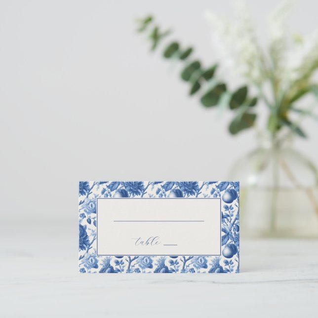 Tarjeta De Mesa Elegant Blue Floral Border (Anverso de pie)