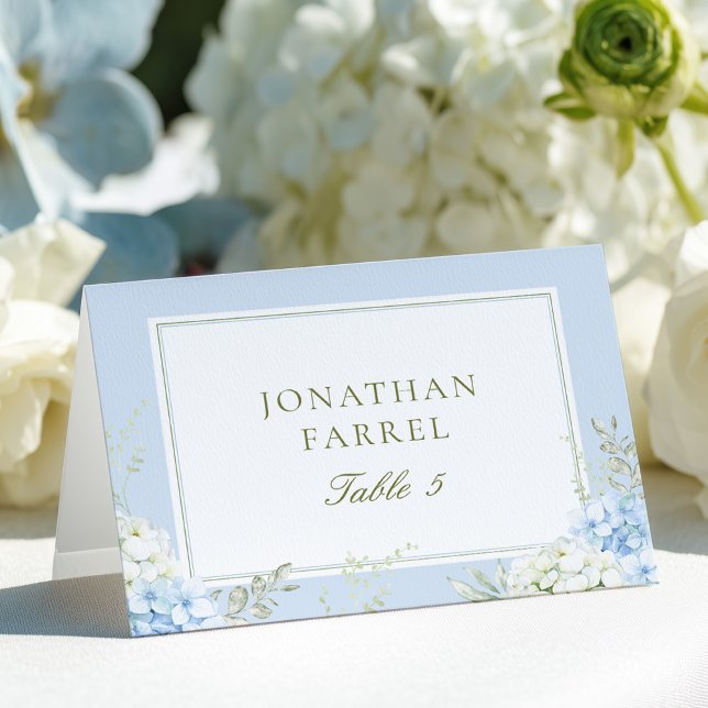Tarjeta De Mesa Elegant Blue Floral Wedding Place Cards (Subido por el creador)