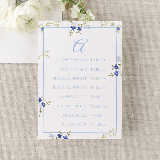 Tarjeta De Mesa Elegant Blue & Grey Wedding Seating Chart Card