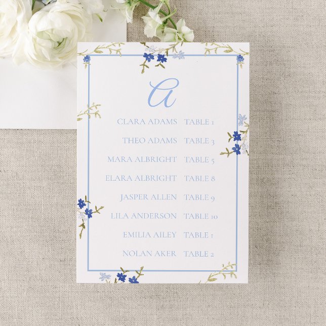 Tarjeta De Mesa Elegant Blue & Grey Wedding Seating Chart Card (Subido por el creador)