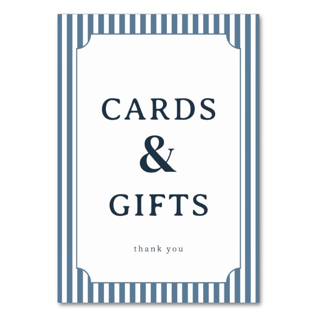 Tarjeta De Mesa Elegant Blue Serif Gratitude Card (Anverso)