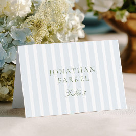 Tarjeta De Mesa Elegant Blue Stripes Wedding Place Cards