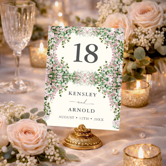 Tarjeta De Mesa Elegant Blush Garden Wedding Table Number (Subido por el creador)