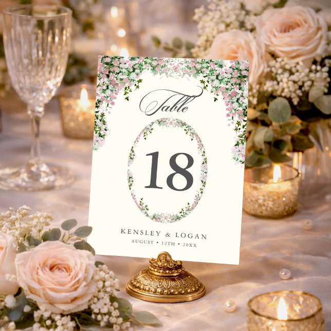 Tarjeta De Mesa Elegant Blush Garden Wedding Table Number (Subido por el creador)