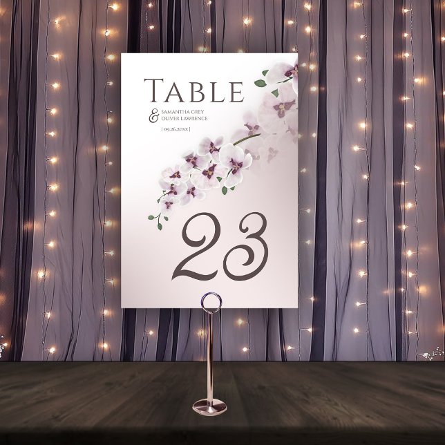 Tarjeta De Mesa Elegant Blush Orchid  Wedding Table Number (Subido por el creador)