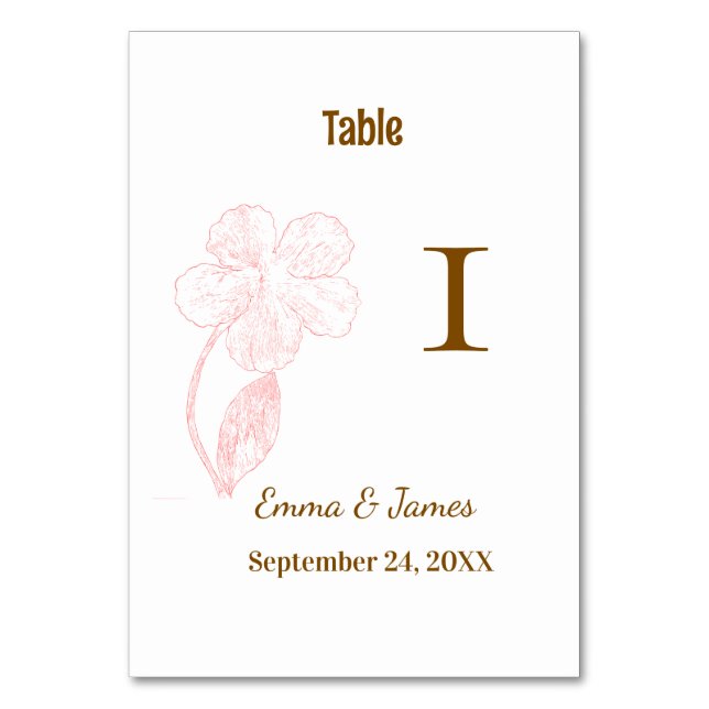 Tarjeta De Mesa Elegant Blush Pink Floral  (Anverso)