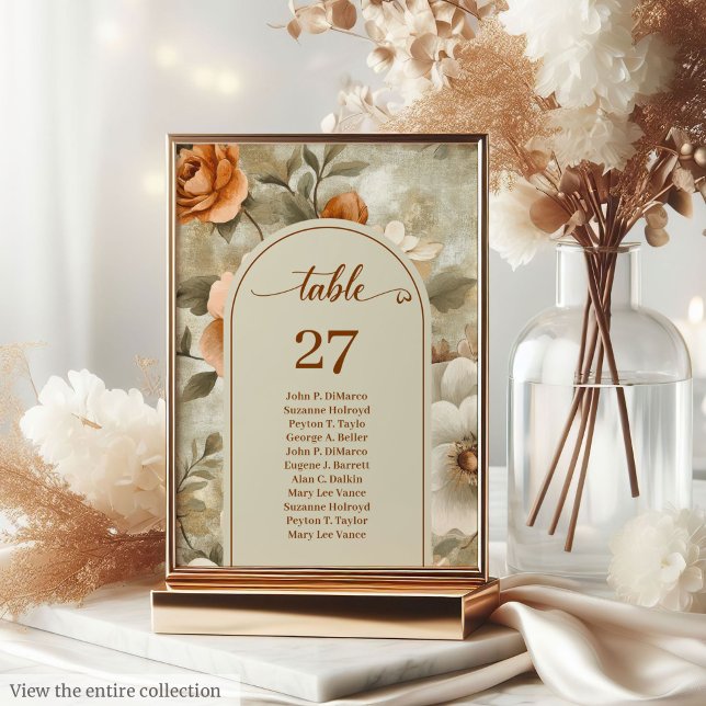 Tarjeta De Mesa Elegant Boho Neutral Ivory Sage Floral Wedding  (Elegant Boho Neutral Ivory Sage Floral Wedding Table Number

)