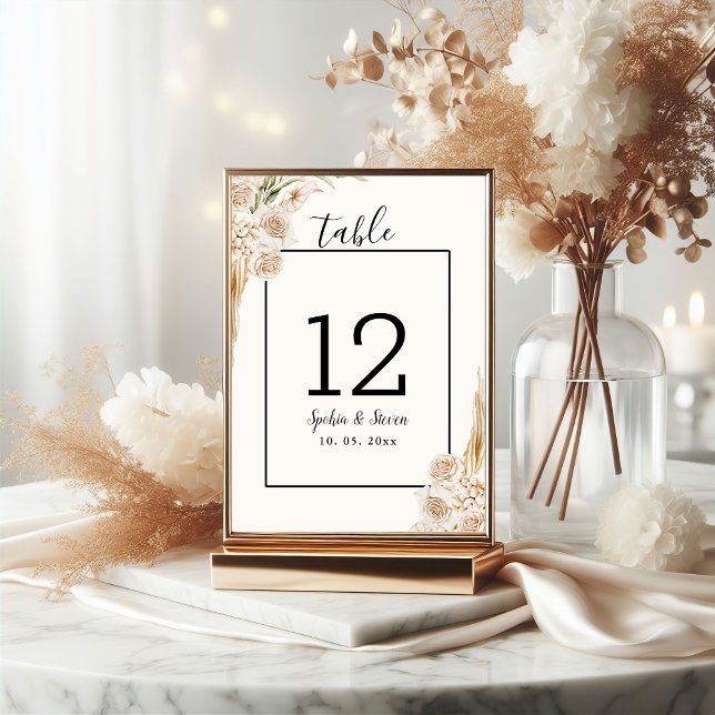 Tarjeta De Mesa Elegant Boho Wedding with Beige & Yellow Flowers (Subido por el creador)