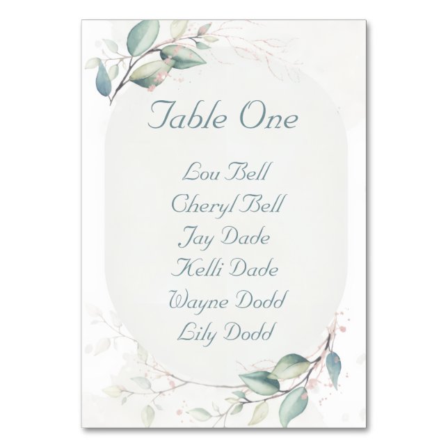 Tarjeta De Mesa Elegant Botanical Love Wedding (Anverso)