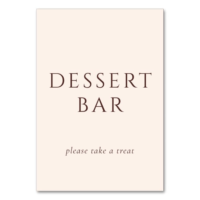 Tarjeta De Mesa Elegant Brown Script Dessert Bar (Anverso)