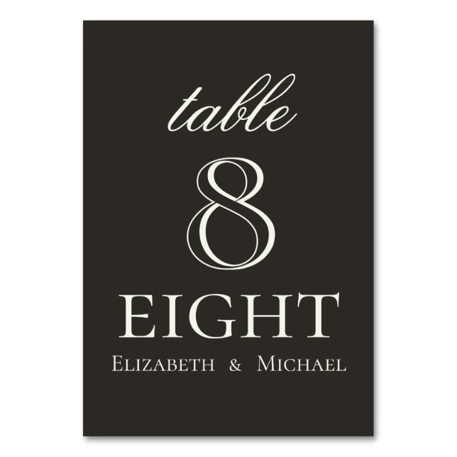 Tarjeta De Mesa Elegant Charcoal Minimalist Wedding (Anverso)