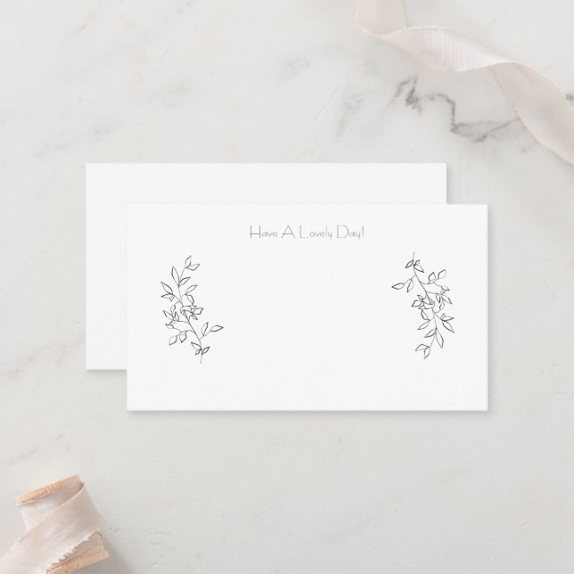 Tarjeta De Mesa Elegant Chic Black & White Botanical Leaves Cards (Anverso/Reverso In Situ)