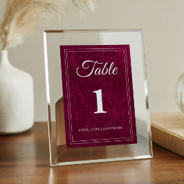 Tarjeta De Mesa Elegant Classic Burgundy Berry Wedding