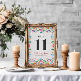 Tarjeta De Mesa Elegant Colorful Floral Fiesta Spanish Wedding