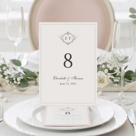 Tarjeta De Mesa Elegant Country Monogram Wedding Table Number