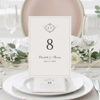 Tarjeta De Mesa Elegant Country Monogram Wedding Table Number