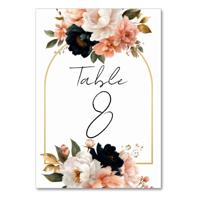 Tarjeta De Mesa Elegant Customizable Floral Table Number Cards (Anverso)