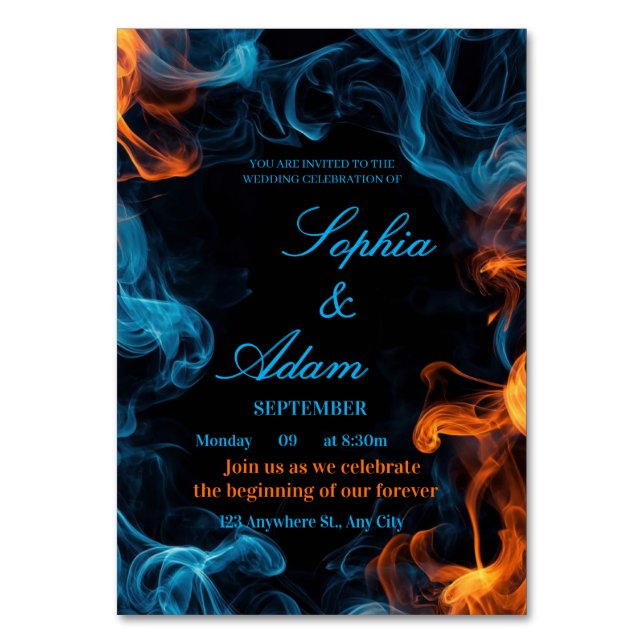 Tarjeta De Mesa Elegant Dual Flame Wedding Invitation (Anverso)