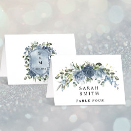 Tarjeta De Mesa Elegant Dusty Blue Floral Wedding Table Place Card