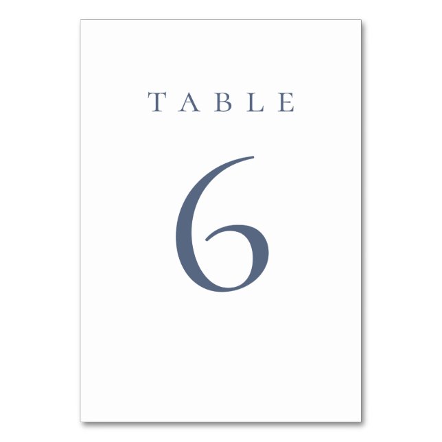 Tarjeta De Mesa Elegant Dusty Blue Script Wedding (Anverso)