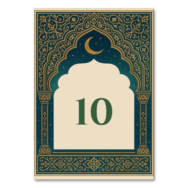 Tarjeta De Mesa Elegant Emerald and Gold Arch Wedding Table Number (Anverso)