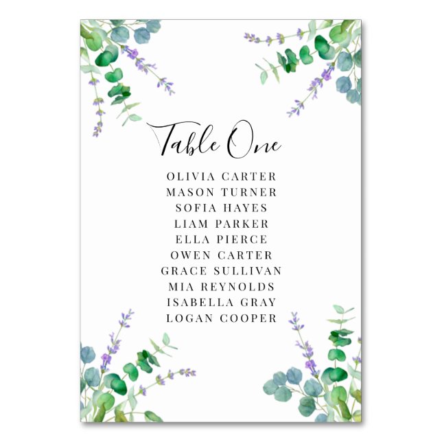 Tarjeta De Mesa Elegant Eucalyptus Greenery Wedding (Anverso)