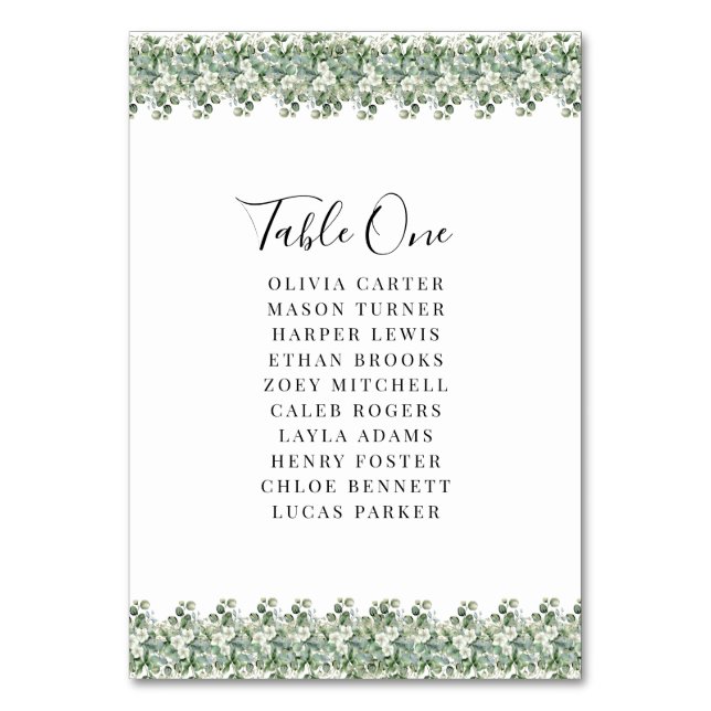Tarjeta De Mesa Elegant Eucalyptus Greenery Wedding (Anverso)