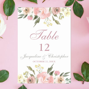 Tarjeta De Mesa Elegant Floral Blush Pink Peony Table Number