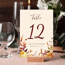 Tarjeta De Mesa Elegant Floral Boho Fall in Love Wedding
