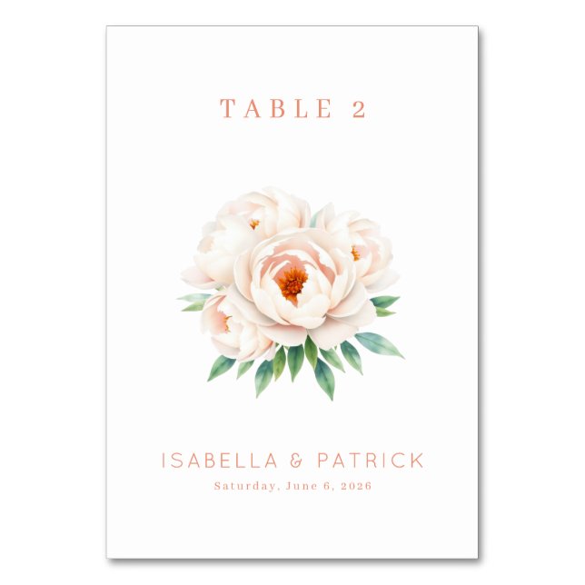 Tarjeta De Mesa Elegant Floral Table Number (Anverso)