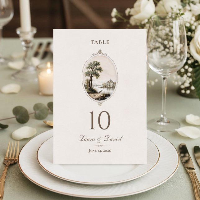 Tarjeta De Mesa Elegant French Vintage Chateau Wedding (Subido por el creador)