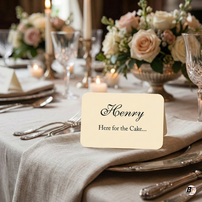 Tarjeta De Mesa Elegant Funny "Here for the Cake" Wedding (Subido por el creador)