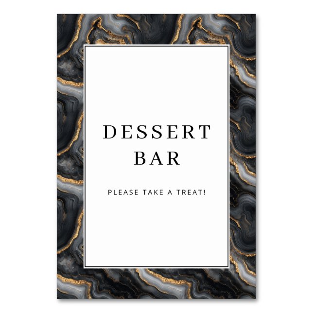Tarjeta De Mesa Elegant Gold Marbled Dessert Bar Sign (Anverso)