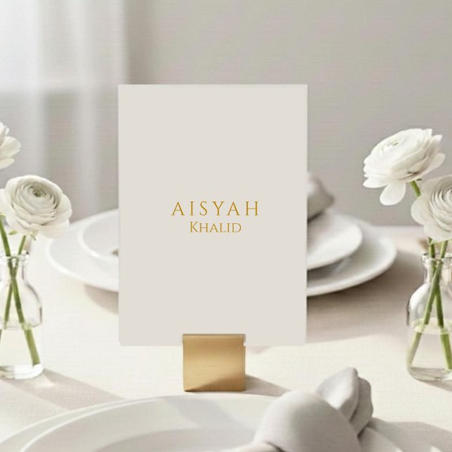 Tarjeta De Mesa Elegant Gold Script Islamic Wedding Place Card (Subido por el creador)