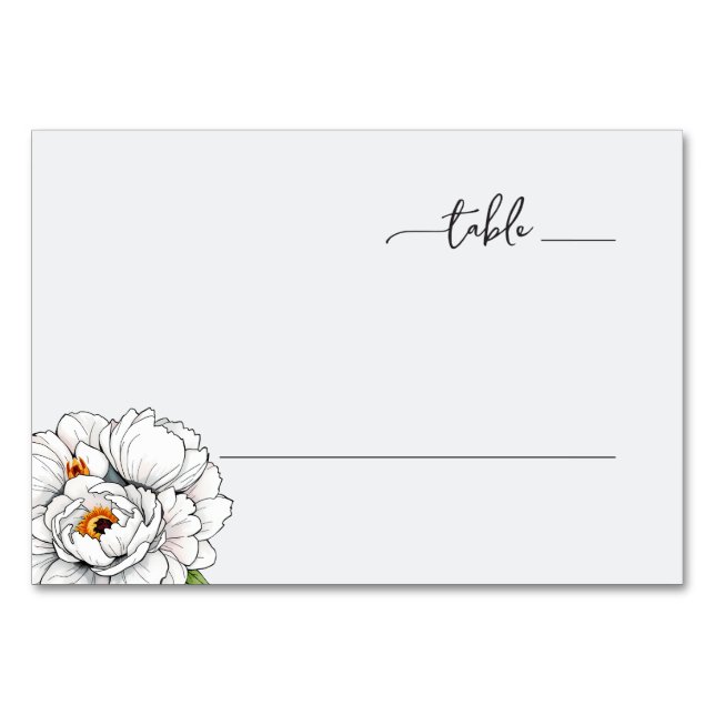 Tarjeta De Mesa Elegant Gray Peony Illustration (Anverso)