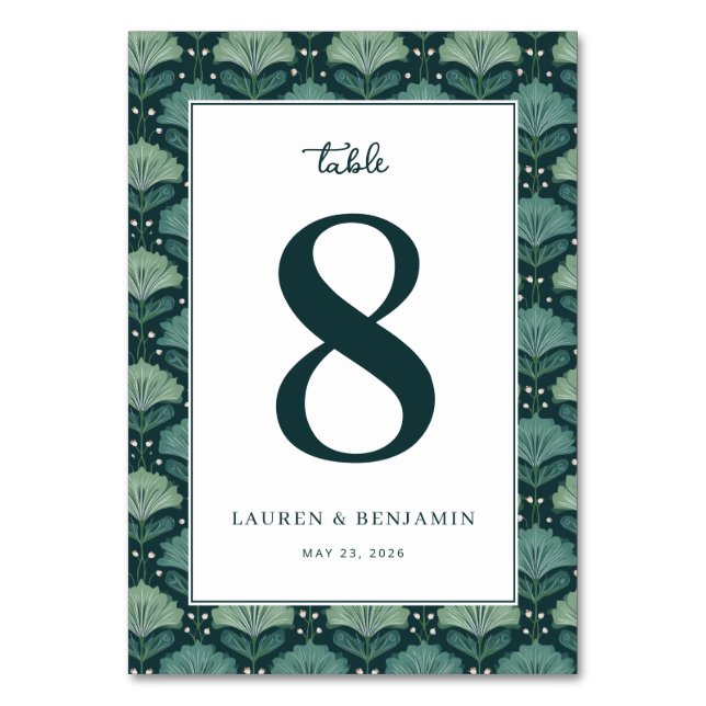 Tarjeta De Mesa Elegant Green Leafy Botanical (Anverso)
