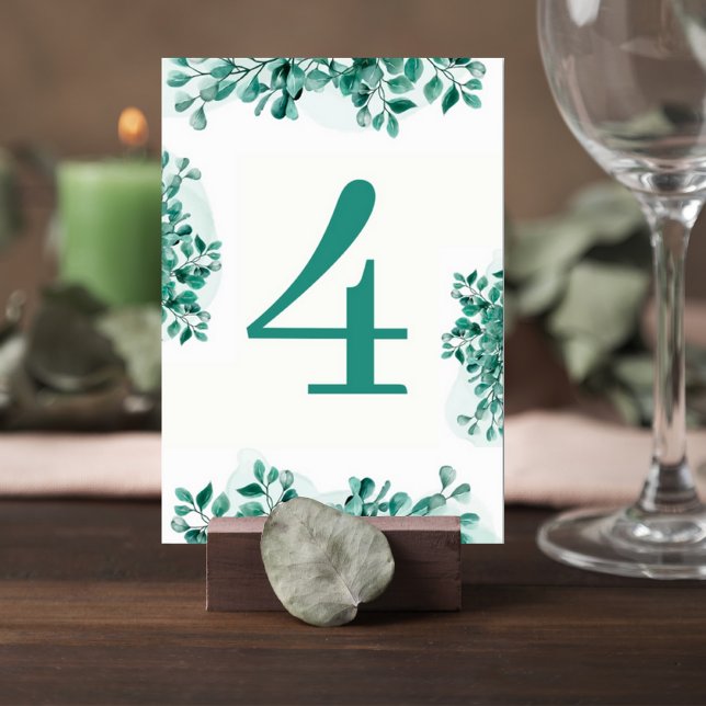 Tarjeta De Mesa Elegant Greenery Wedding Table Number Card (Subido por el creador)
