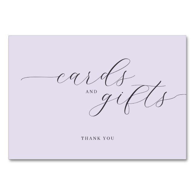 Tarjeta De Mesa Elegant Lavender Calligraphy Thank You (Anverso)