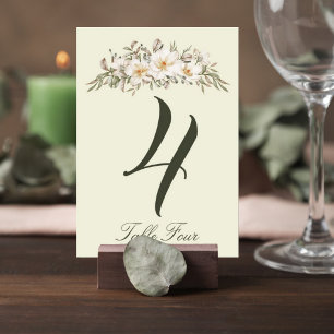 Tarjeta De Mesa Elegant Magnolia Floral Wedding Table Number Card