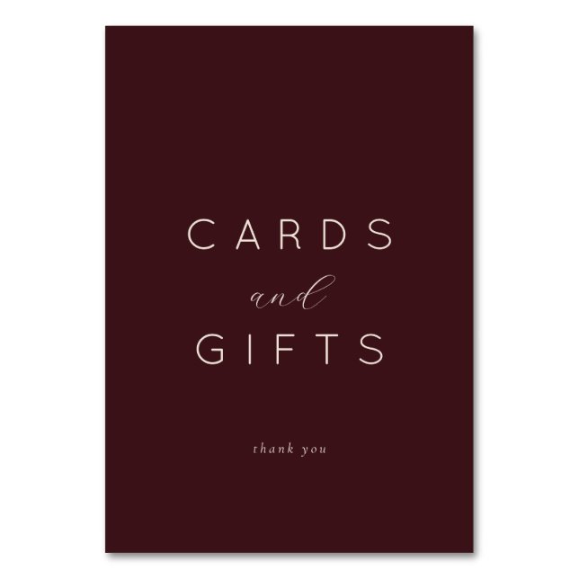 Tarjeta De Mesa Elegant Maroon Calligraphy (Anverso)