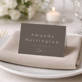 Tarjeta De Mesa Elegant Minimal Taupe Wedding Place Card 