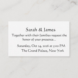 Tarjeta De Mesa Elegant Minimalist Black and White Wedding Invitat