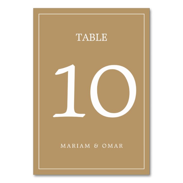 Tarjeta De Mesa Elegant Minimalist Border Gold Wedding (Anverso)